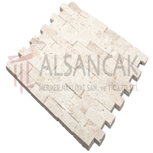 2,5x5cm Light Travertine Split Face Mosaic