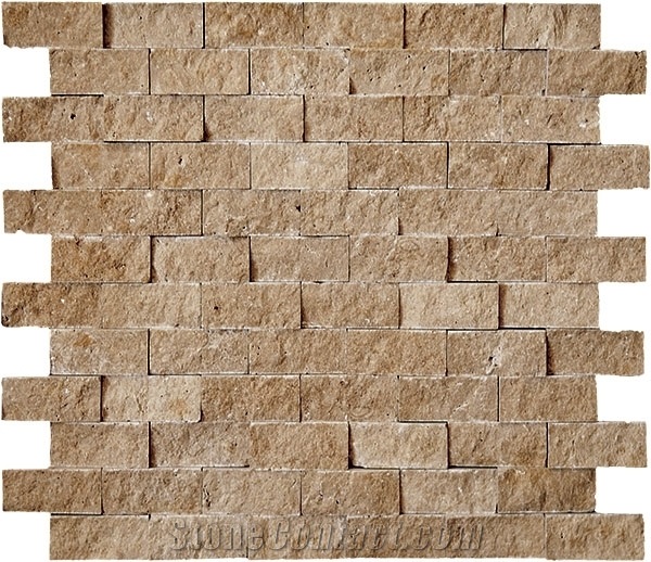 2,5x5cm Noce Travertine Split Face Mosaic