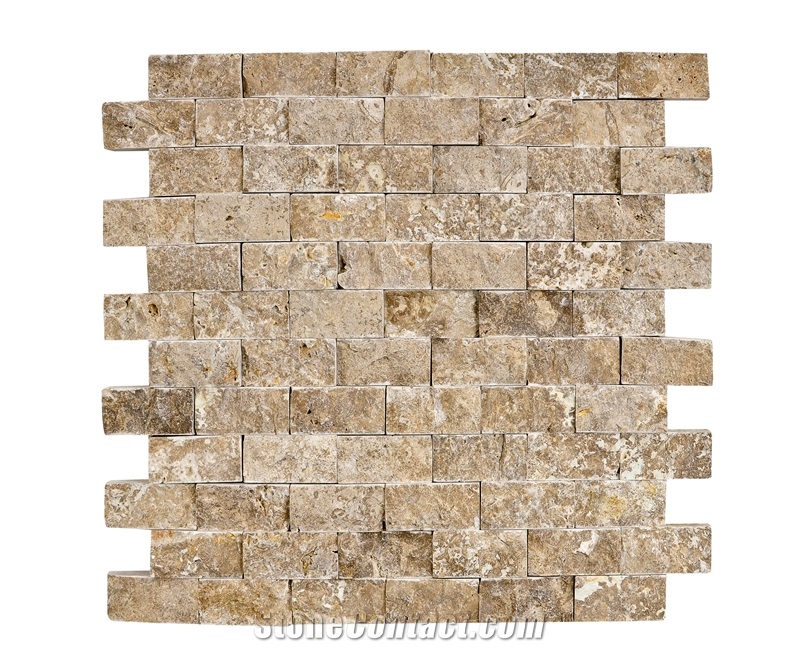 2,5x5cm Noce Travertine Split Face Mosaic
