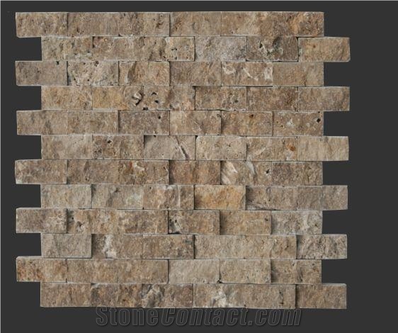 2,5x5cm Noce Travertine Split Face Mosaic