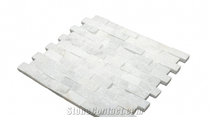 2,5x5cm White Marble Split Face Mosaic