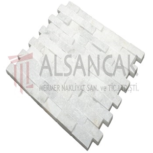 2,5x5cm White Marble Split Face Mosaic