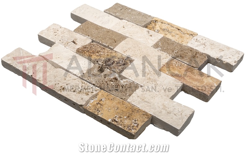 5x10cm Mix Travertine Split Face Mosaic