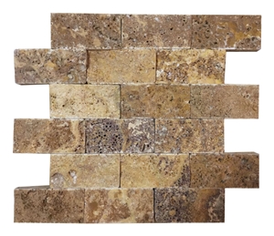 5x10cm Yellow Travertine Split Face Mosaic