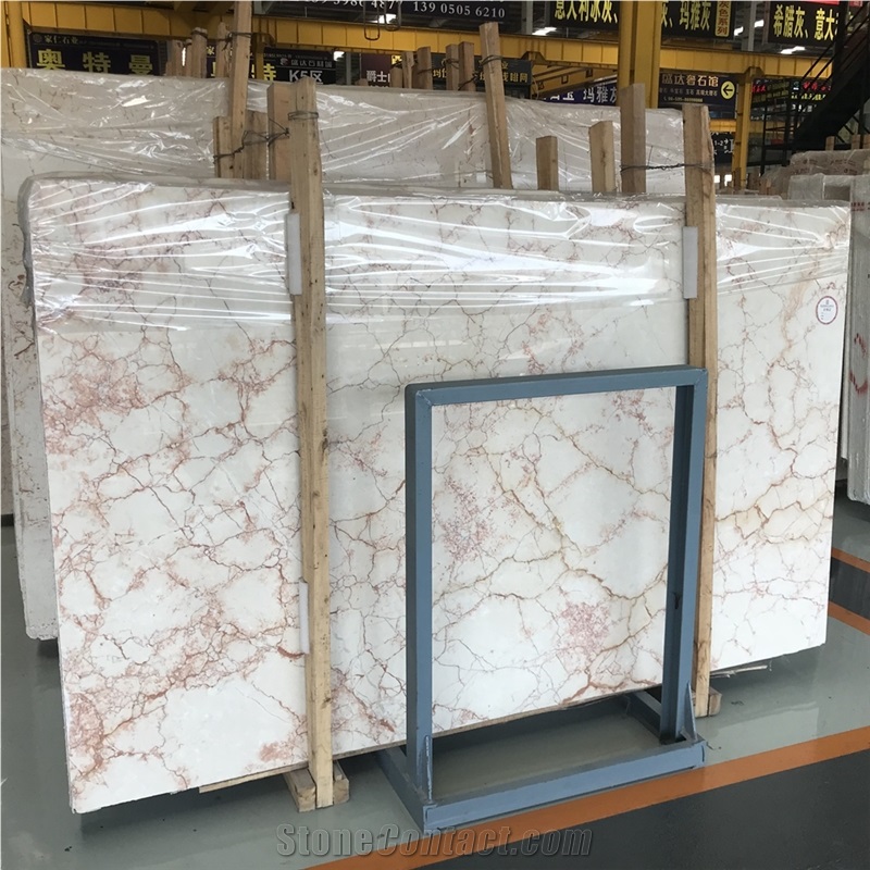 Ivory White Marble with Red Veins