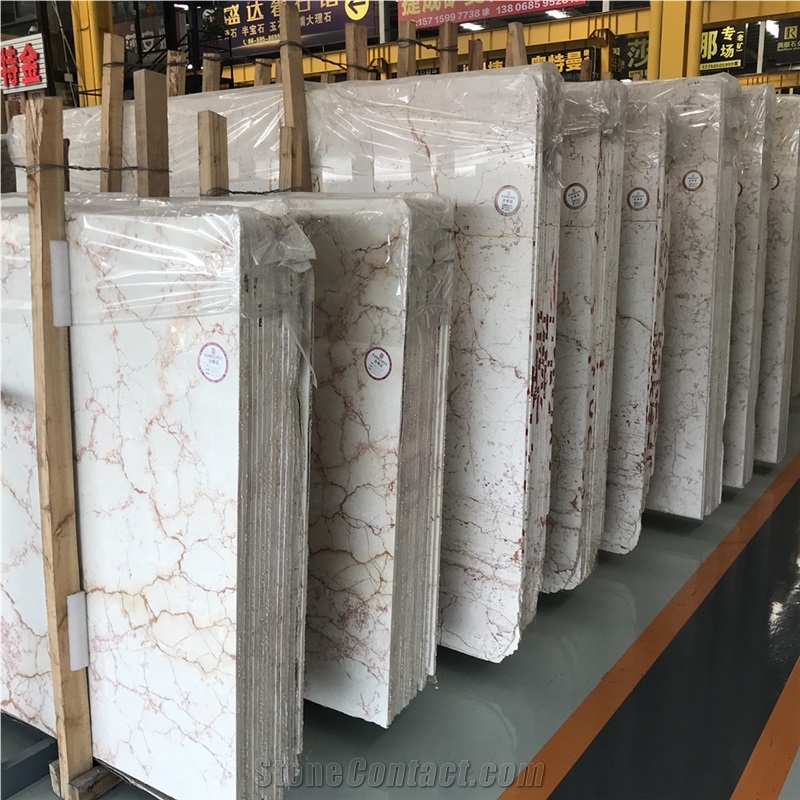 Ivory White Marble with Red Veins