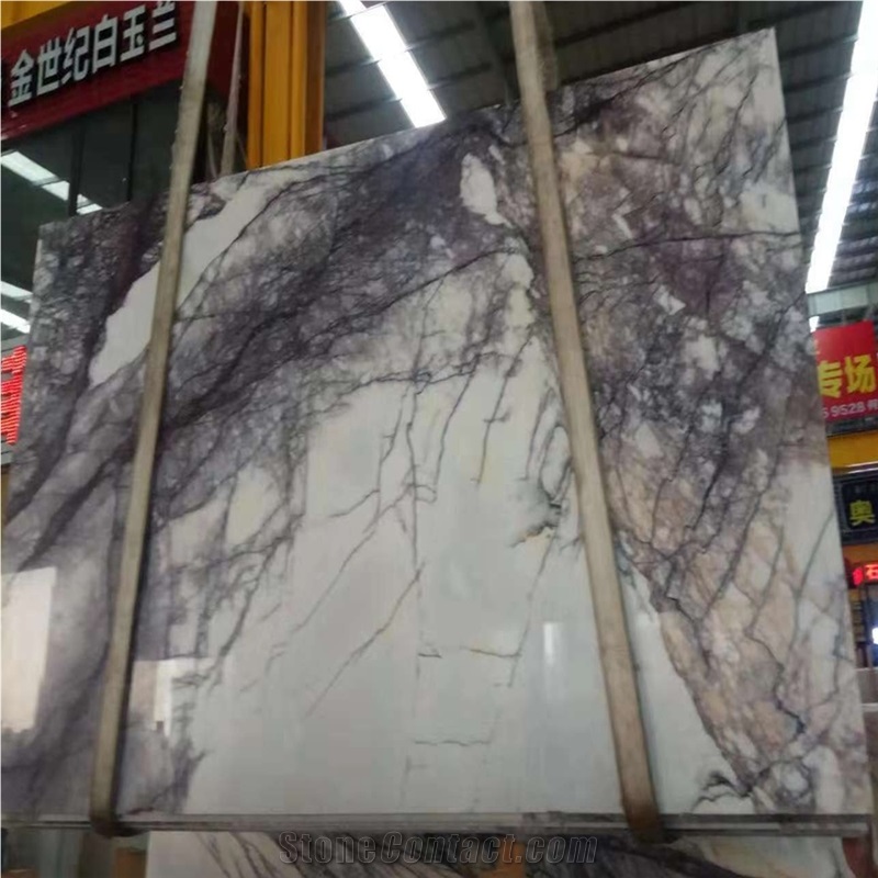 Purple Vein White Marble Tile Import from Turkey