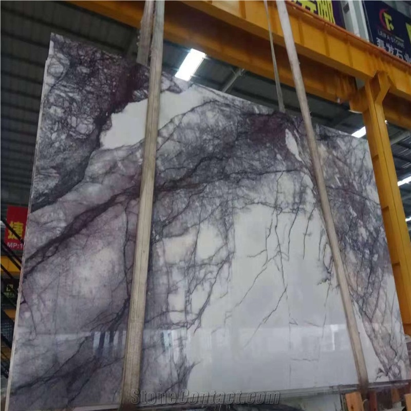 Purple Vein White Marble Tile Import from Turkey