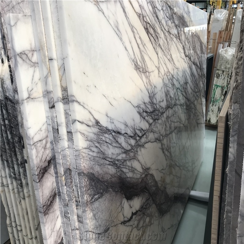 Purple Vein White Marble Tile Import from Turkey