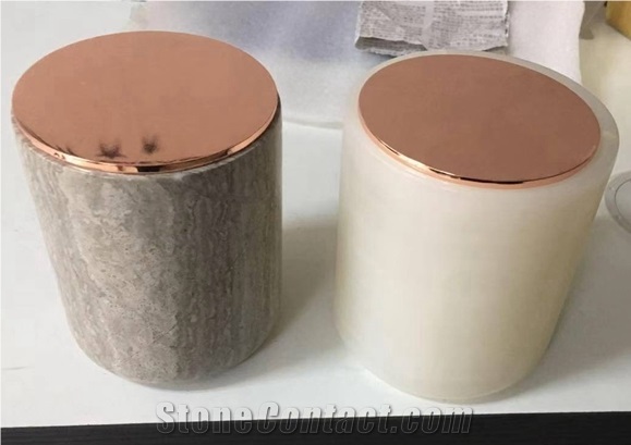 White Marble Candle Jar with Lids Customized