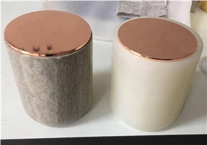 White Marble Candle Jar with Lids Customized