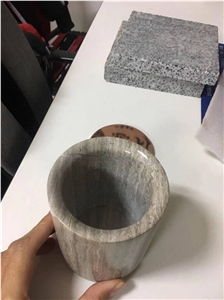 White Marble Candle Jar with Lids Customized