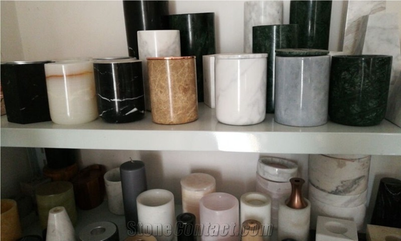 White Marble Candle Jar with Lids Customized