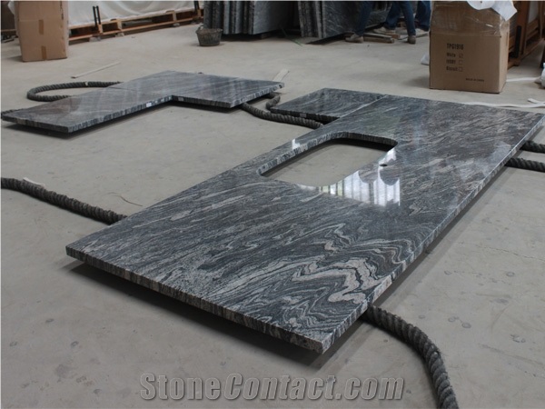 China Juparana River Grey Pink Granite Countertop