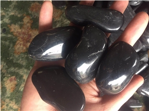 Black Polished Nature River Stone