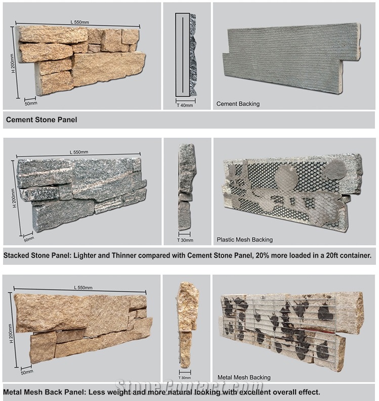 Cement Back Exterior Split Face Stone Cladding