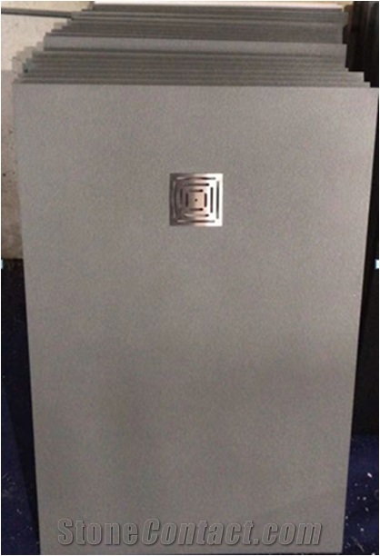 White Center Drain Artificial Stone Shower Pans