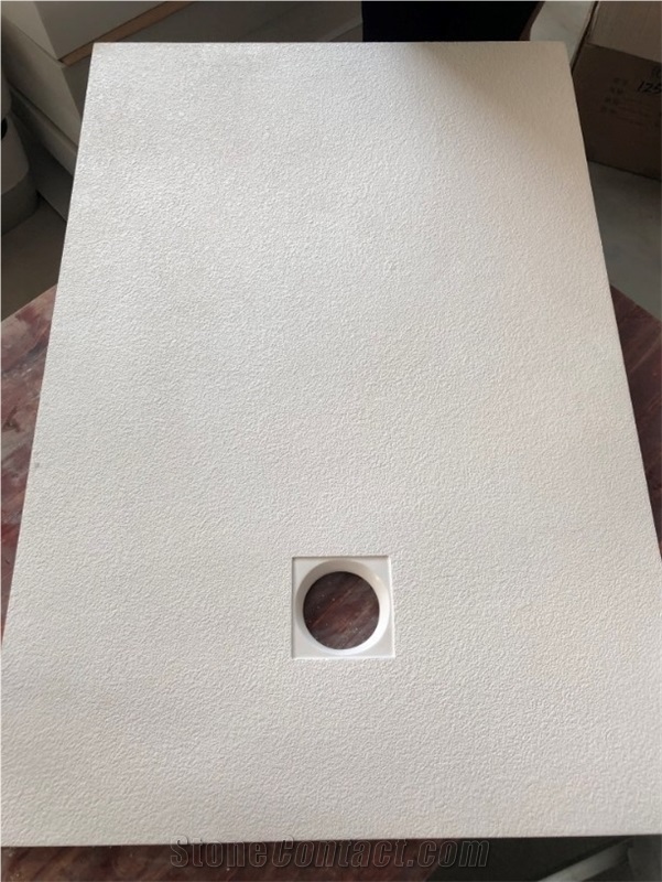 White Center Drain Artificial Stone Shower Pans