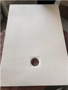 White Center Drain Artificial Stone Shower Pans