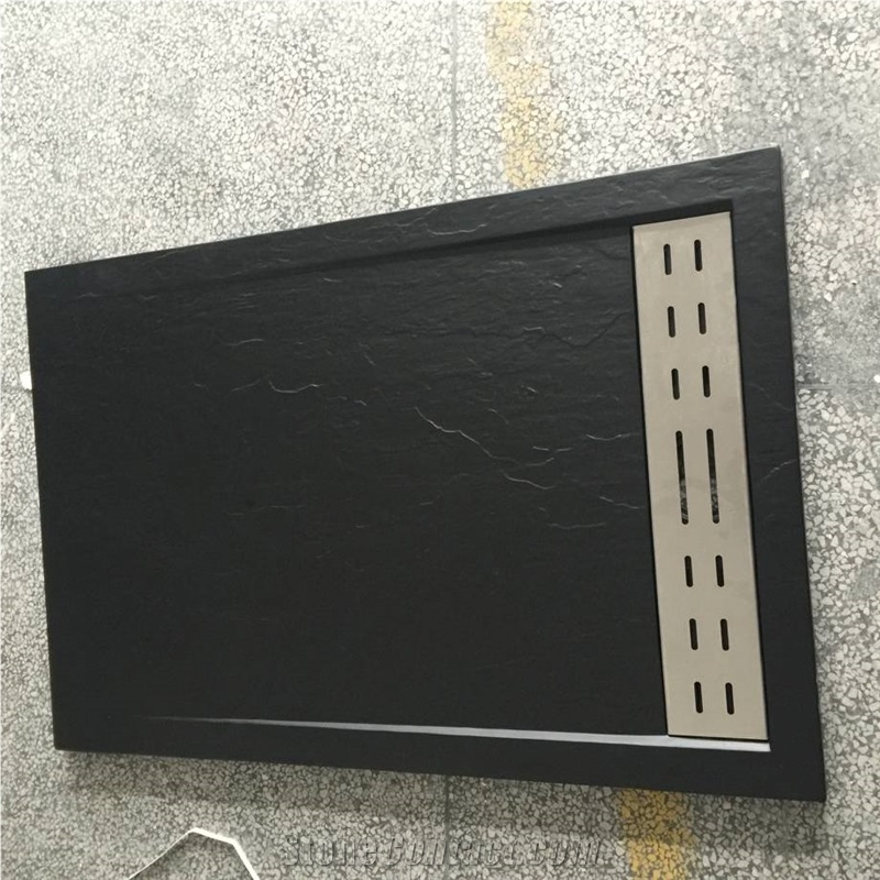 White Center Drain Artificial Stone Shower Pans