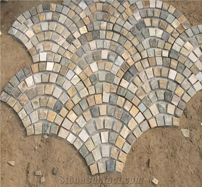 Wholsale Natural Stone Slate Cobblestone Paver Mat