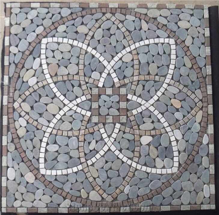 Wholsale Natural Stone Slate Cobblestone Paver Mat