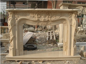 Cheaper Beige Marble Stone Fireplace Mantel