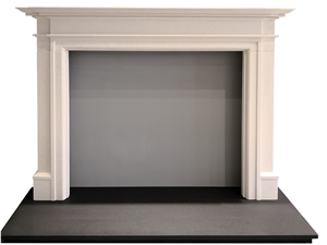 White Modern Style Beige Marble Fireplace