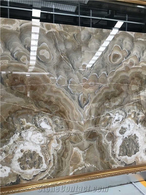 Grey Painting Onyx Slab,Brown Bubble Onyx Tile