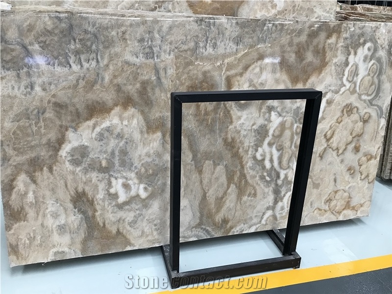 Grey Painting Onyx Slab,Brown Bubble Onyx Tile