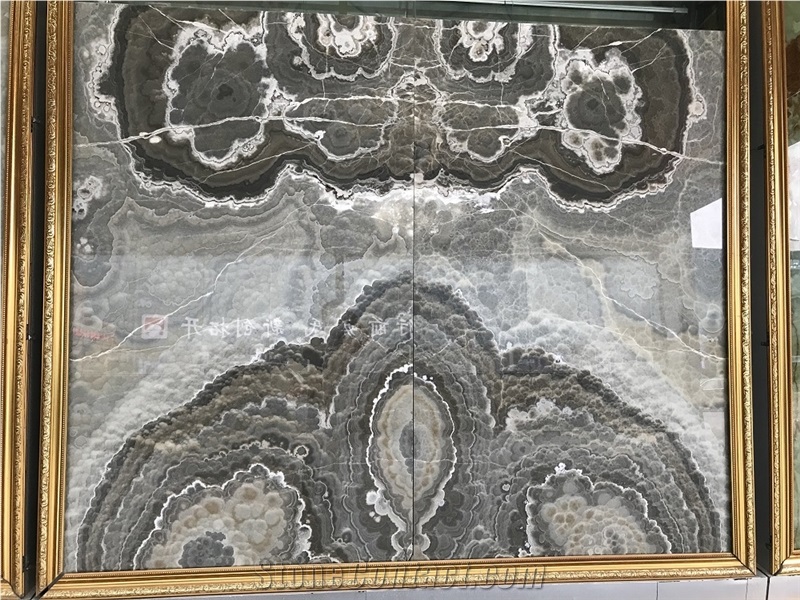 Grey Painting Onyx Slab,Brown Bubble Onyx Tile