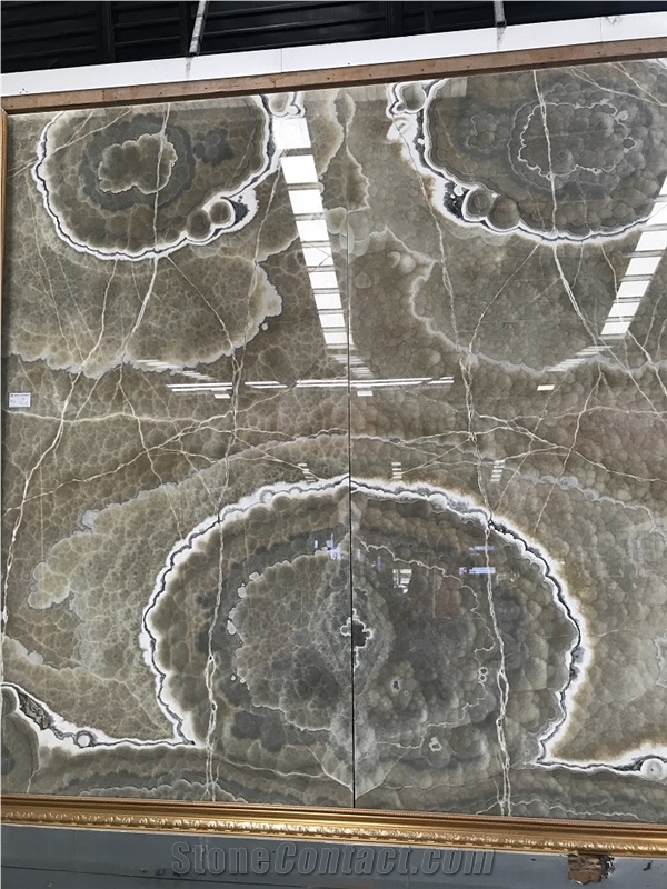 Grey Painting Onyx Slab,Brown Bubble Onyx Tile