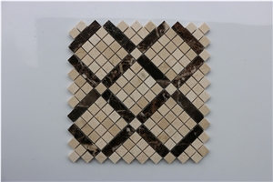 Spain Crema Marfil, Dark Emperador Marble Mosaics