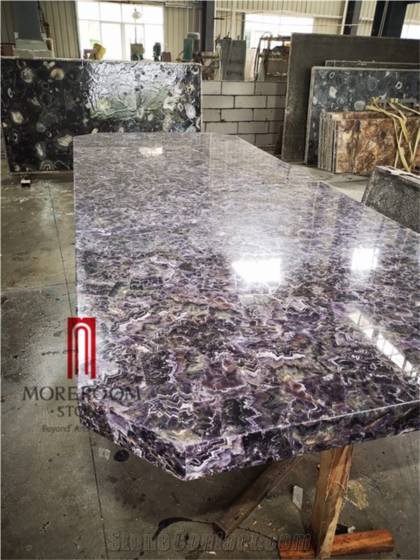 Backlit Large Size Amethyst Purple Desk Top