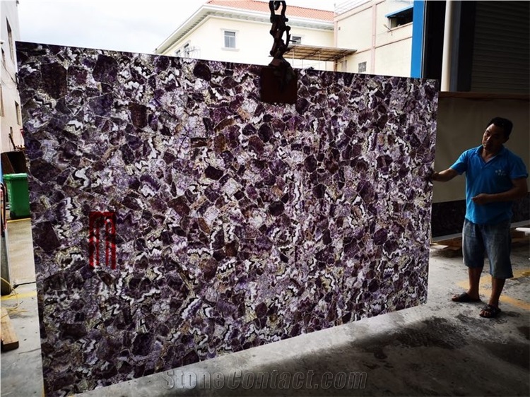 Backlit Large Size Amethyst Purple Desk Top