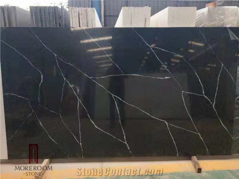 Marble Black Look Quartz Stone Slabs