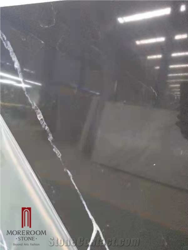Marble Black Look Quartz Stone Slabs