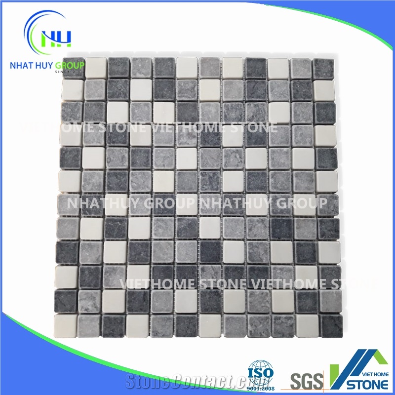 Chip 23x23mm Square Tumbled Bluestone Mosaic