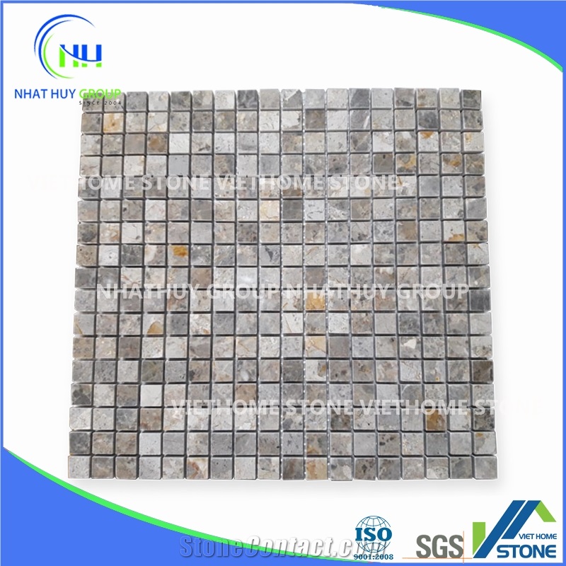 Chip 23x23mm Square Tumbled Bluestone Mosaic