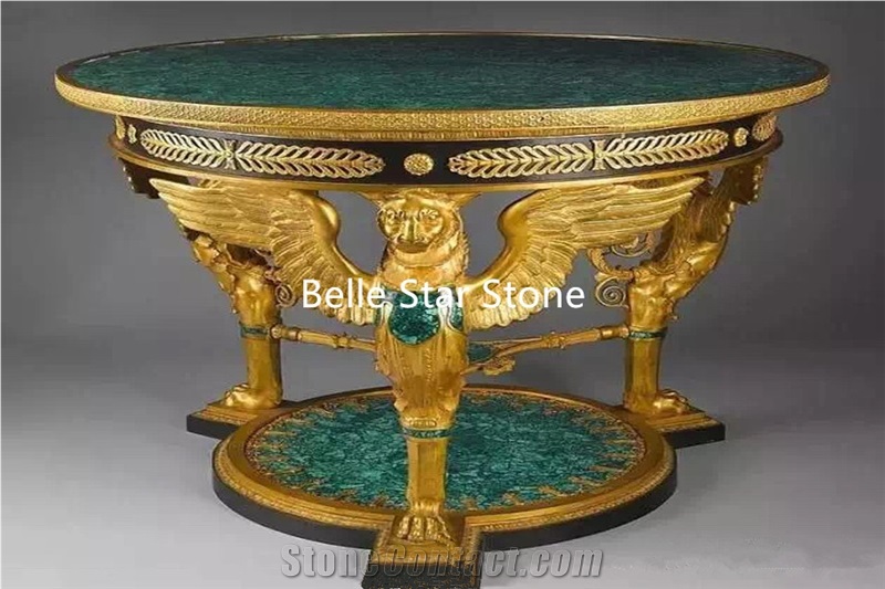 Malachite/Green Onyx Gemstone Tea Tables