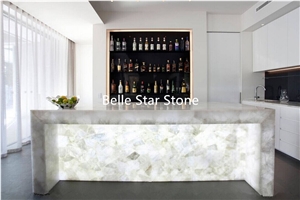 White Crystal Backlit Semiprecious Stone Counters