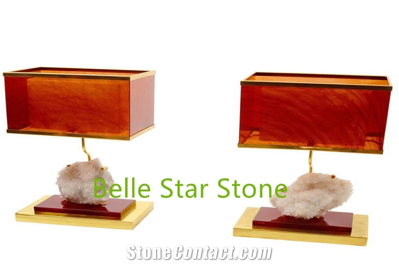 White Crystal Backlit Semiprecious Stone Counters