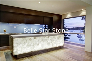 White Crystal Backlit Semiprecious Stone Counters