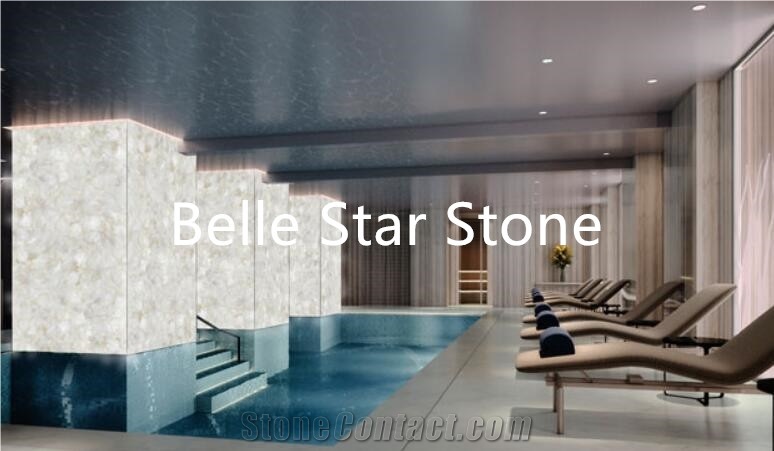 White Crystal Backlit Semiprecious Stone Counters
