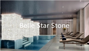 White Crystal Backlit Semiprecious Stone Counters