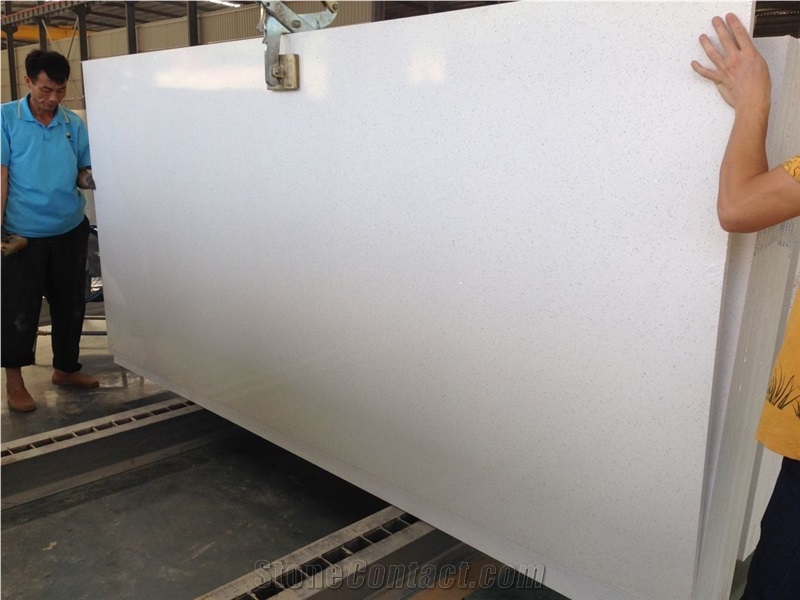 White Crystal Quartz Slab for Kitchen and Bathroom