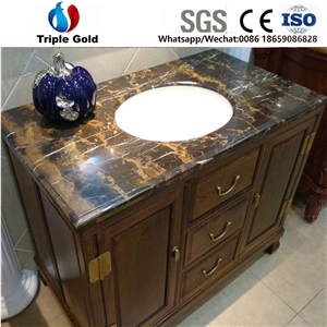 Portoro Afghan Black and Gold Countertop Vanity