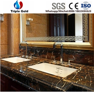 Portoro Afghan Black and Gold Countertop Vanity