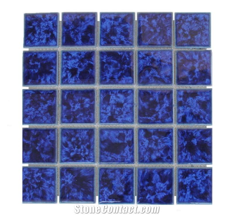 Bali Glazed Ceramic Mosaic Royal Blue Pool Tiles