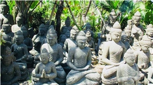 Black Lava Stone Buddha Statue
